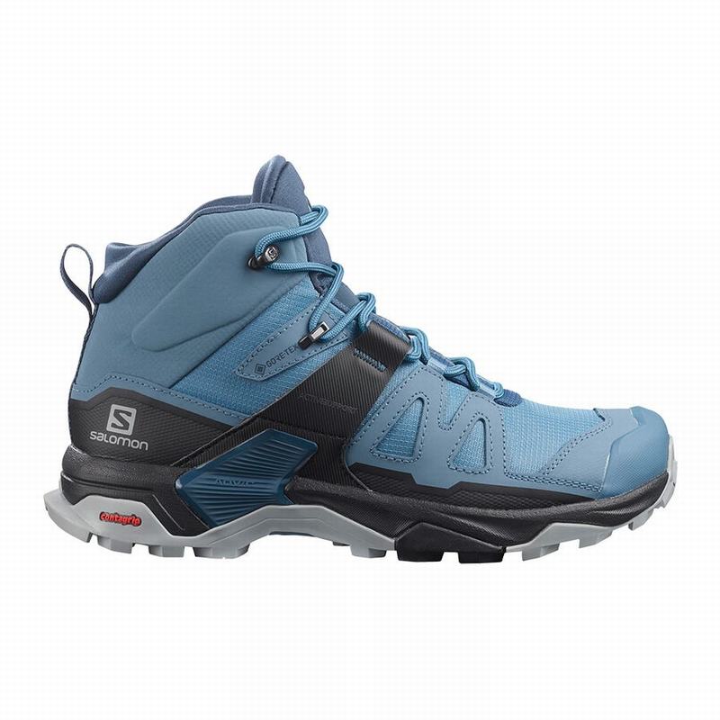 Buty Turystyczne Damskie Salomon X ULTRA 4 MID GORE-TEX - Niebieskie / Czarne - Polska (629-JYFOPL)